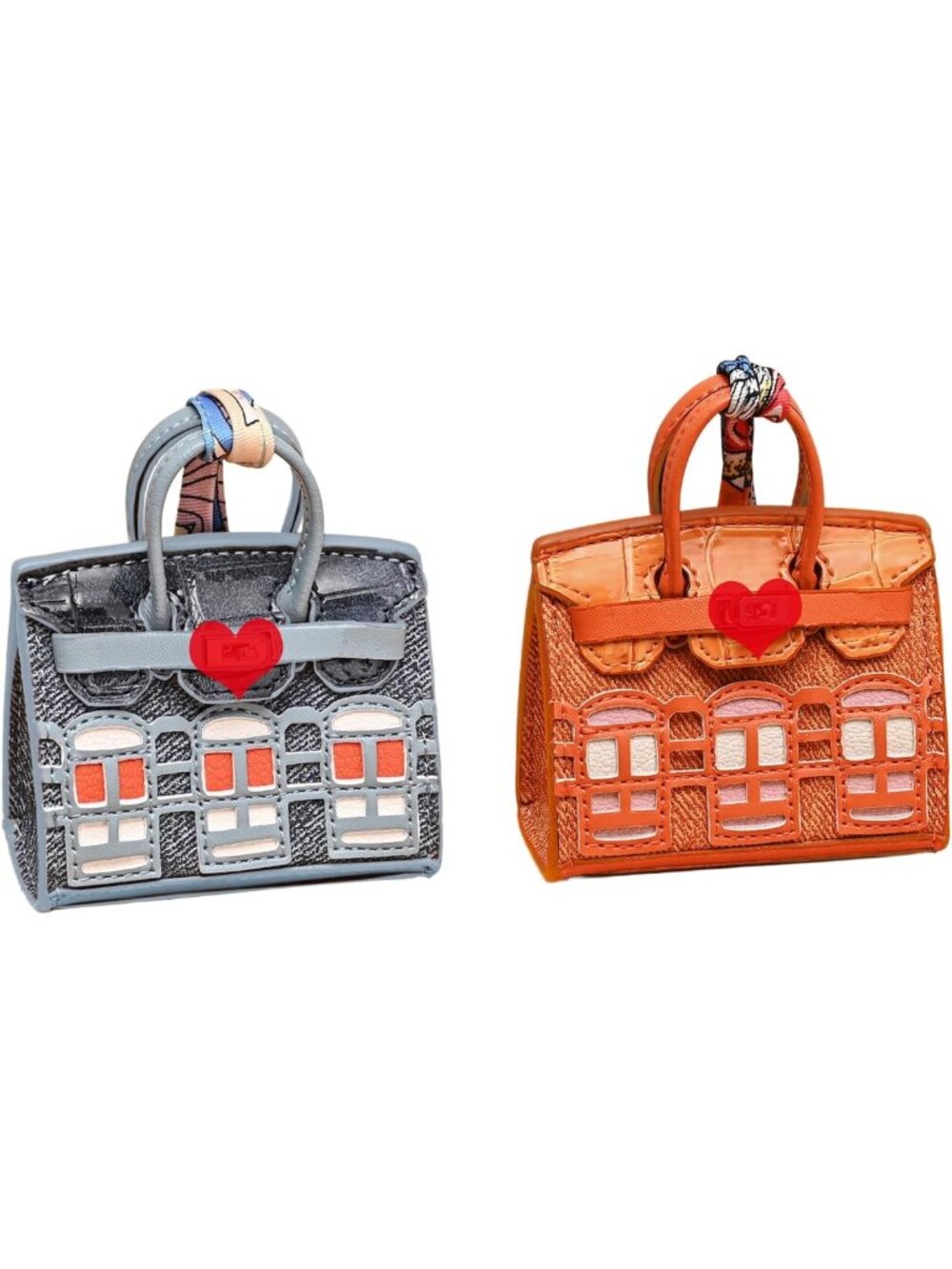 Stylish 2 PCS Mini Tote Bag Charms & Keychain Pouch - Small Coin Purse Wallet